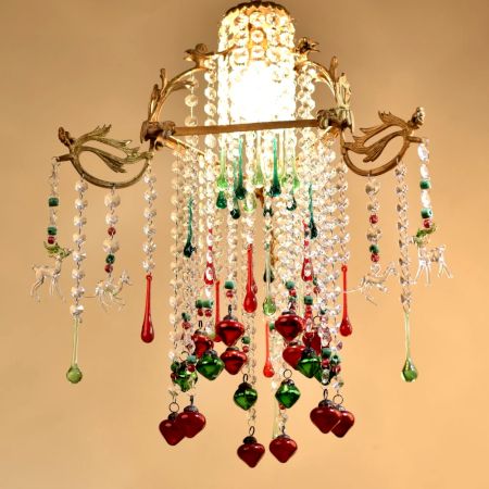 Beautiful Eye-Catching Chandelier Made of Brass and Glass